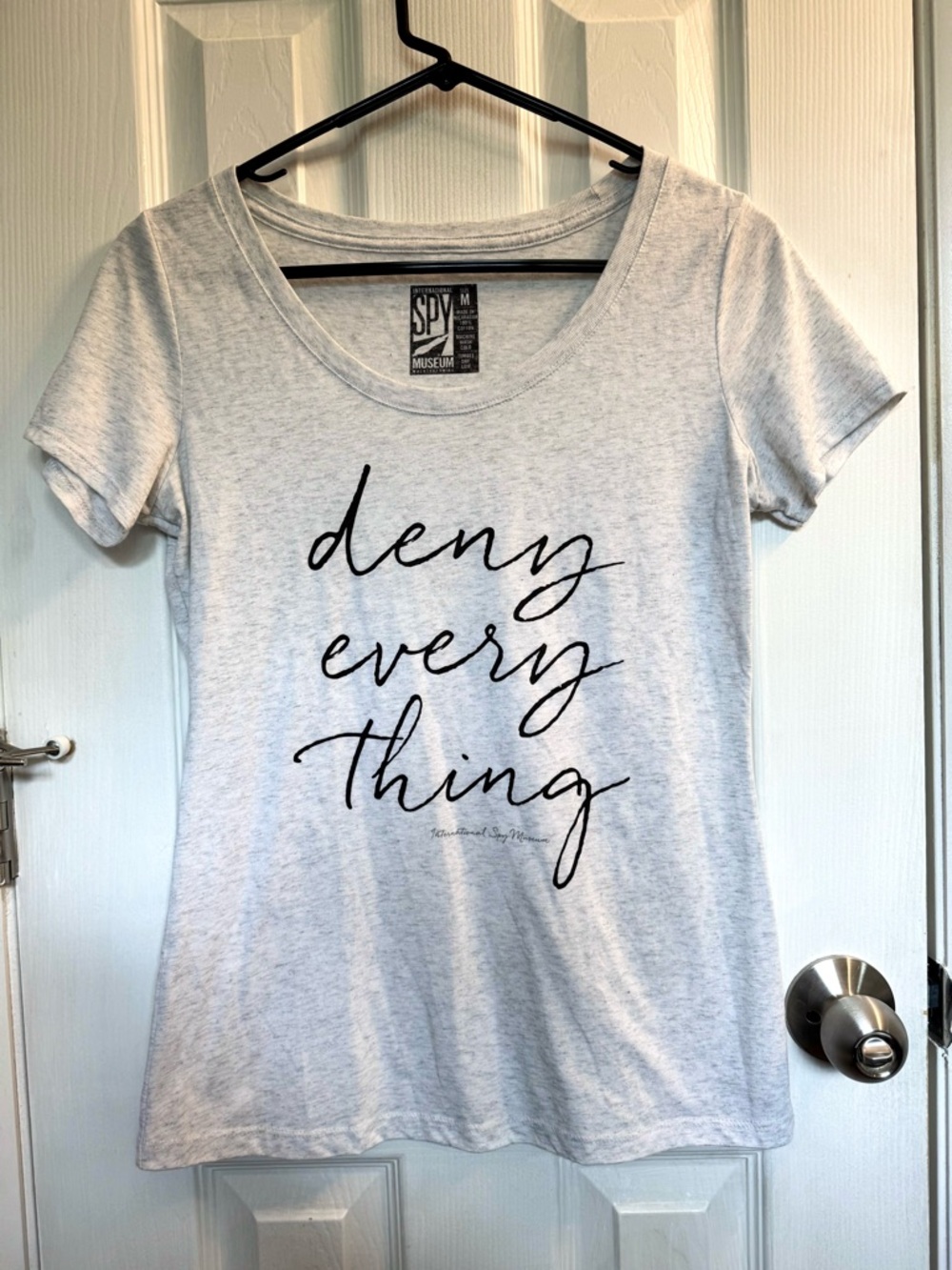 International Spy Museum 'Deny Everything' Women's Light Gray Tee
